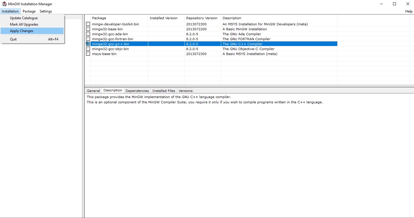 GNC C Compiler Apply Changes