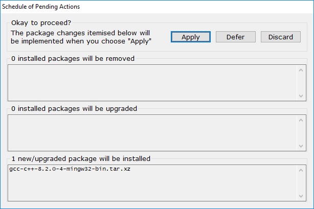 GNC C++ Compiler Apply Changes Confirmation