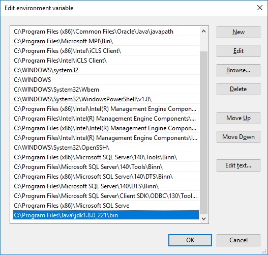 Setting up the environment variable for JDK