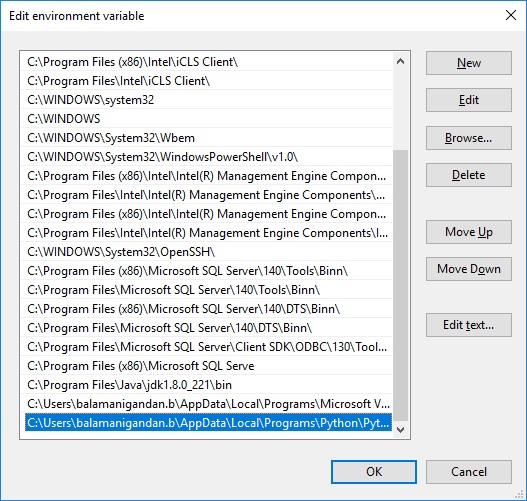 Setting up the environment variable for Python